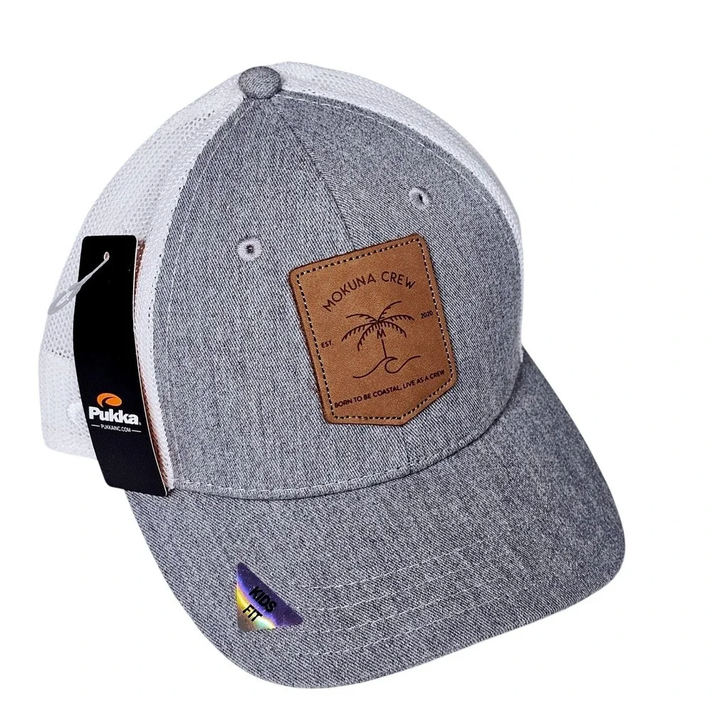 Mokuna Crew Kids Hat Trucker Gray White Mesh Tree Patch Snapback Childs‎ Girls